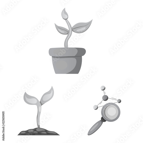 Vector design of genetic and plant sign. Set of genetic and biotechnology stock vector illustration.