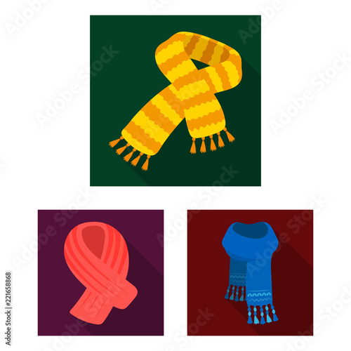 Scarf and Shawl flat icons in set collection for design.Clothes and Accessory vector symbol stock web illustration.