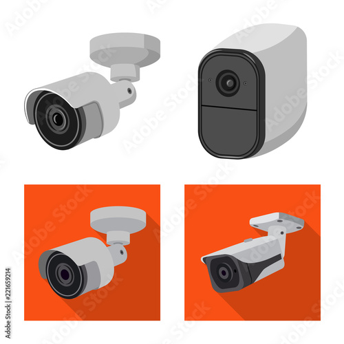 Isolated object of cctv and camera logo. Collection of cctv and system vector icon for stock.