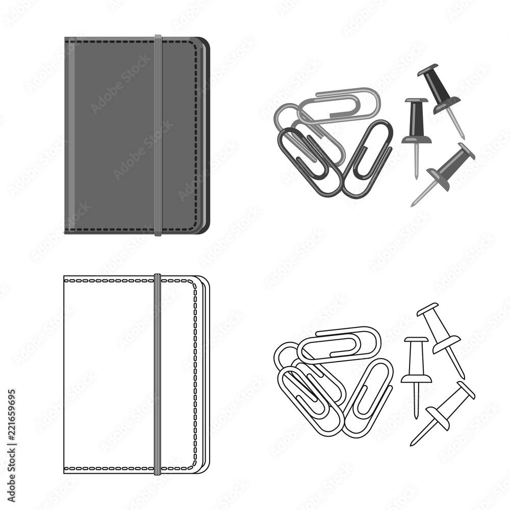 Isolated object of office and supply sign. Collection of office and school stock symbol for web. Isolated object of office and supply sign. Collection of office and school stock symbol for web.