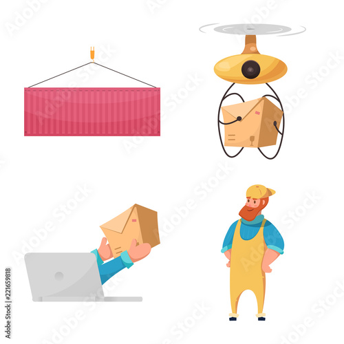 Vector design of goods and cargo sign. Set of goods and warehouse stock vector illustration.