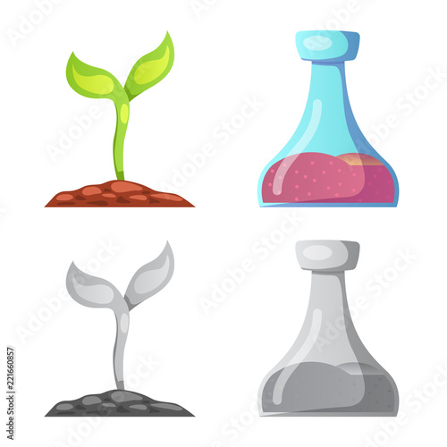 Vector illustration of genetic and plant icon. Set of genetic and biotechnology stock vector illustration.