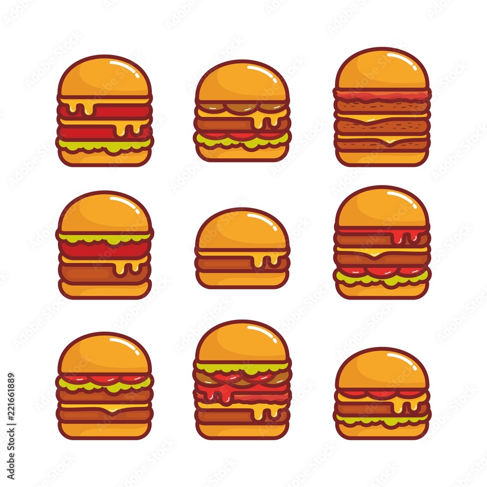 Set of burger vector illustration Set of burger vector illustration