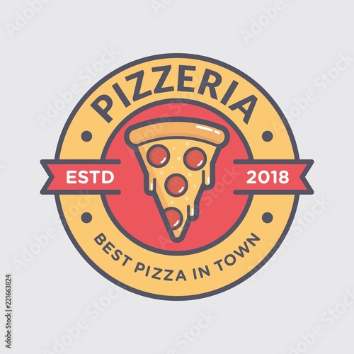 Pizza logo for fast food restaurant, simple flat style
