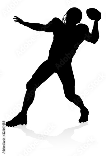 Detailed American Football player sports silhouette
