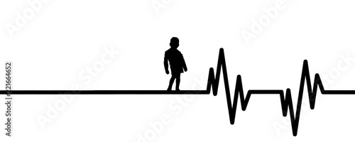 Vector illustration of heart pulse with child on a white background.