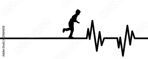 Vector illustration of heart pulse with child on a white background.