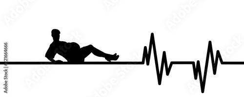 Vector illustration of heart pulse of pregnant woman on a white background.