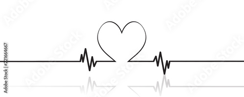 Vector illustration of heart pulse with heart on a white background.