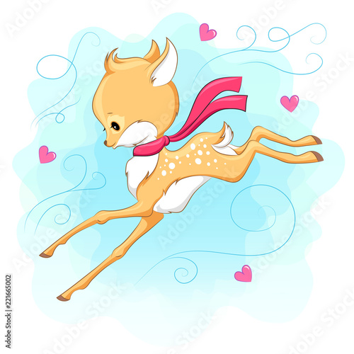 Cute baby deer. Hand drawn ...