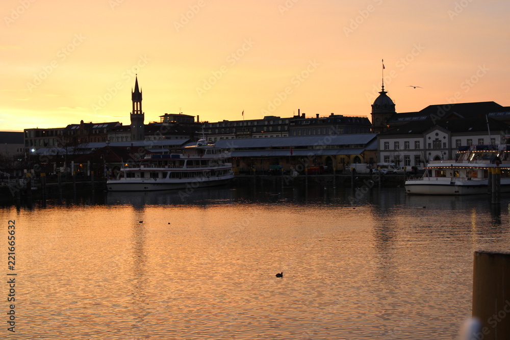 Obraz premium Sunset, Konstanz, Lake Constance