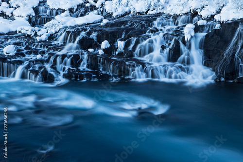 Hraunfossar waterfall in wi...
