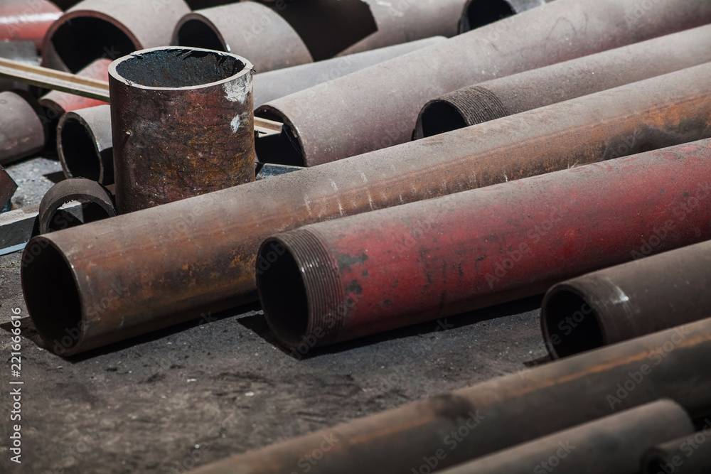Grunge texture of metal pipes industrial background