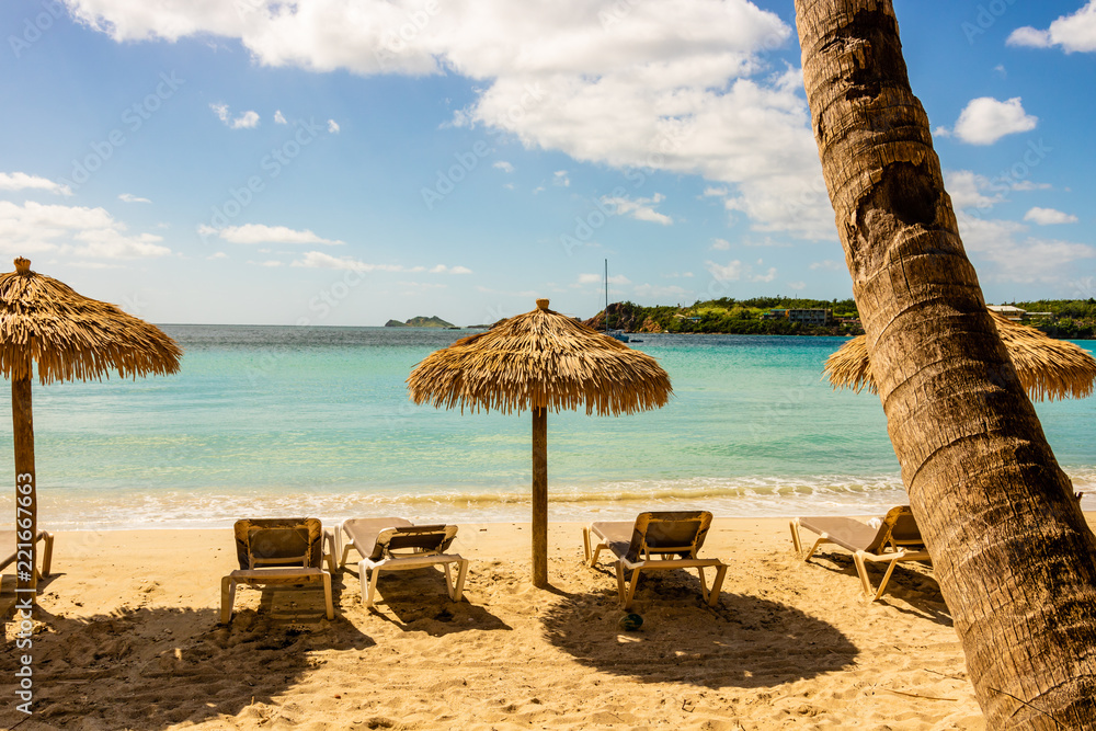 Emerald Beach in St. Thomas, USVI. Caribbean paradise with golden sands