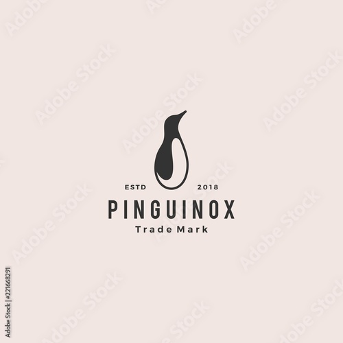 penguin logo retro vintage hipster vector icon illustration