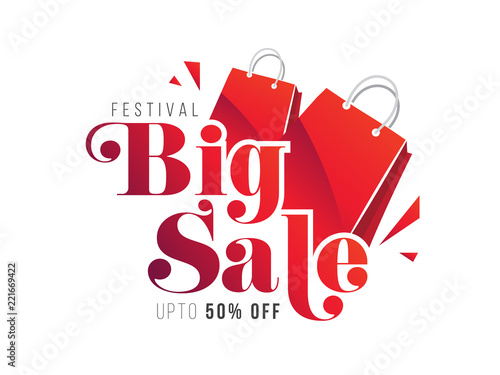 Festival Big Sale Text Typography with 50% Discount Tag