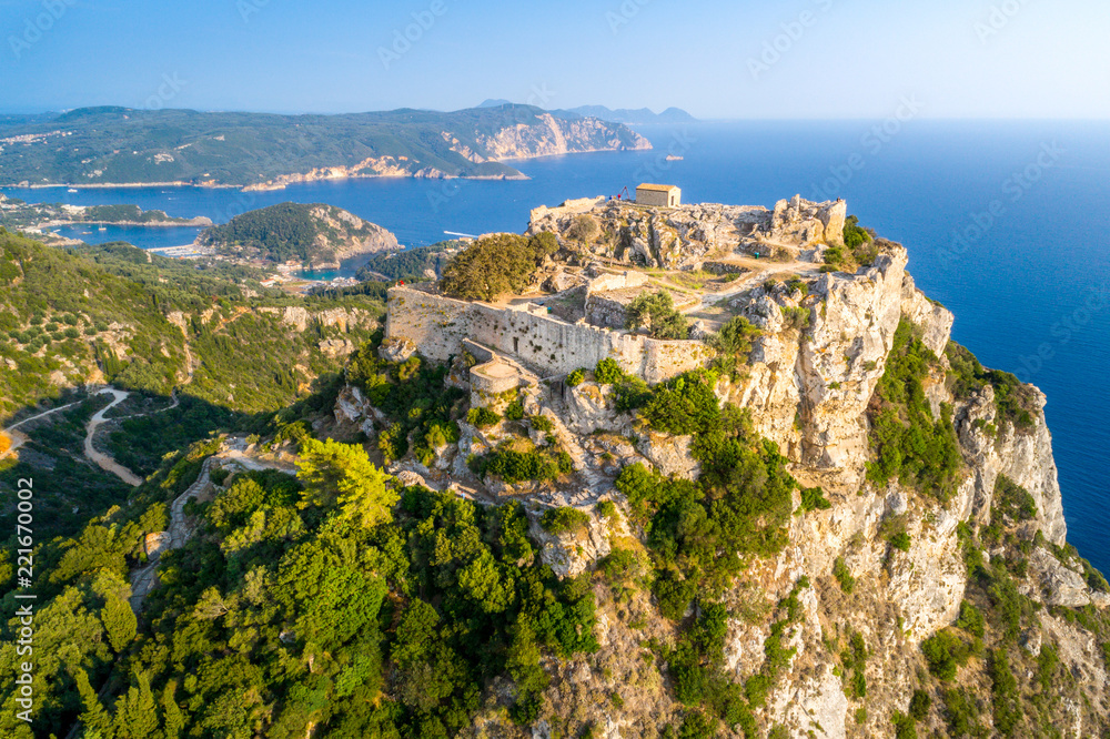 Old ruins of Angelokastro fortress, Corfu island, Greece