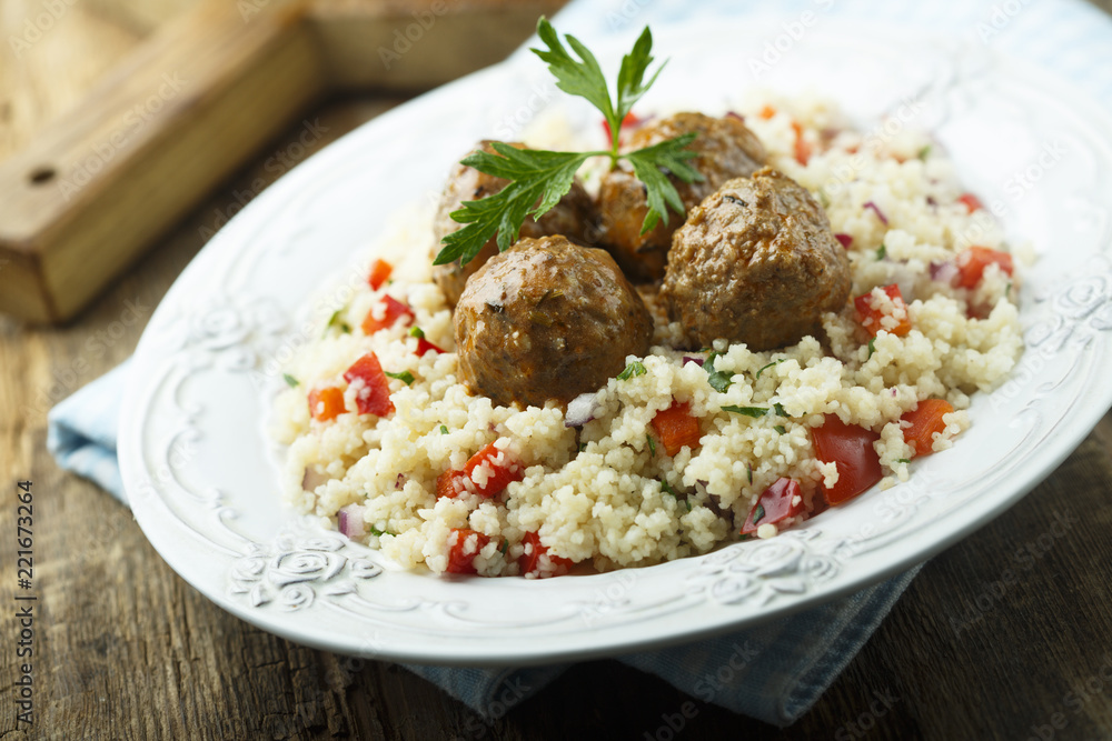Meatballs with couscous and vegetables Meatballs with couscous and vegetables
