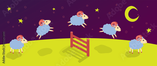 count lambs and rams for sleep. baa-lamb. jump over the fence