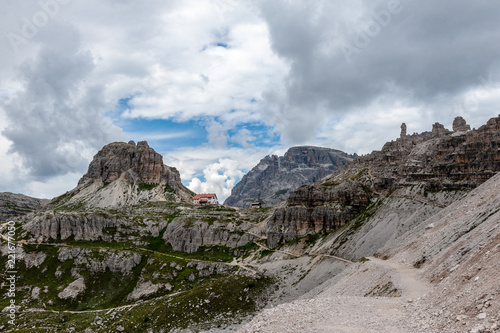 Rugged Mountain Ranges in Tre Cima Natural Park Area in the Italian Dolomites.