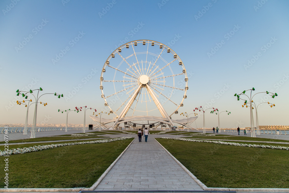 Ferris wheel on Baku seaside boulevard Ferris wheel on Baku seaside boulevard