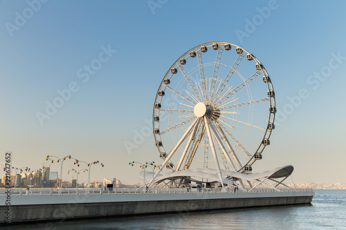 Ferris wheel on Baku seaside boulevard © nickolastock