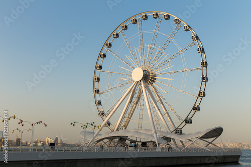Ferris wheel on Baku seaside boulevard © nickolastock