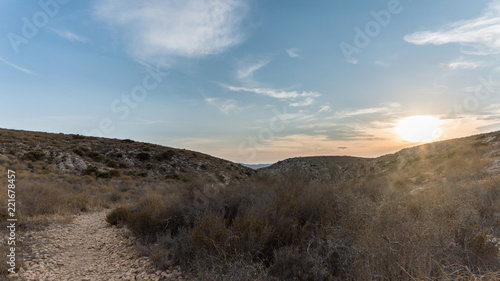Sunset sky background at Almeria desert