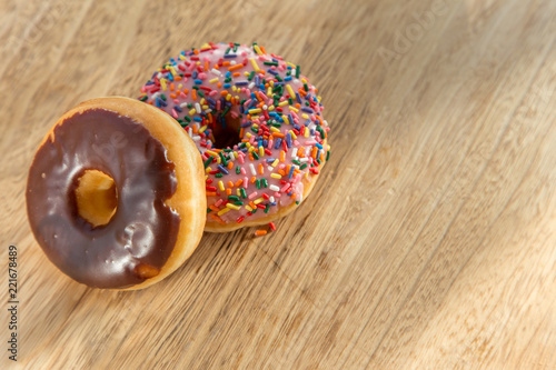 Colorful donuts on the table