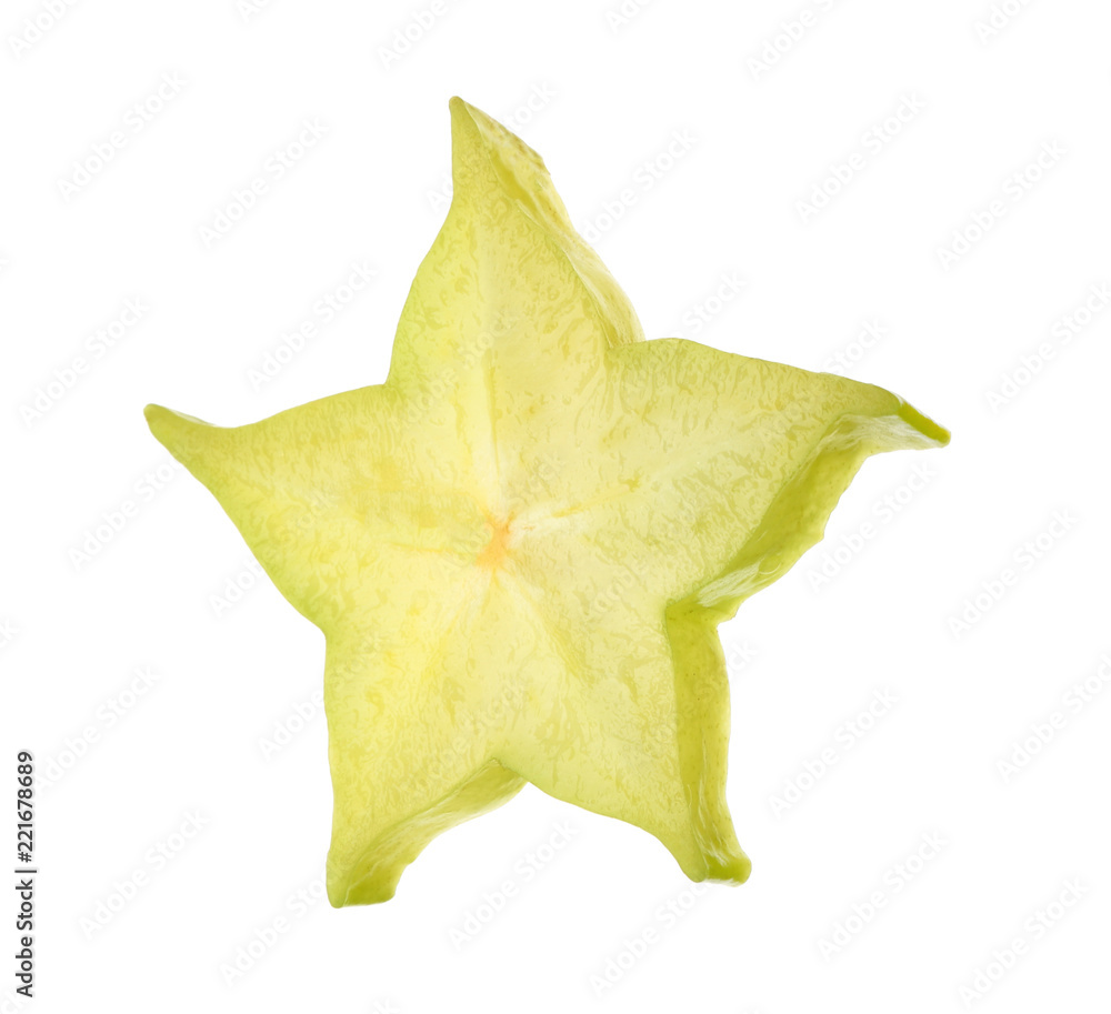 Fototapeta premium Slice of juicy carambola on white background