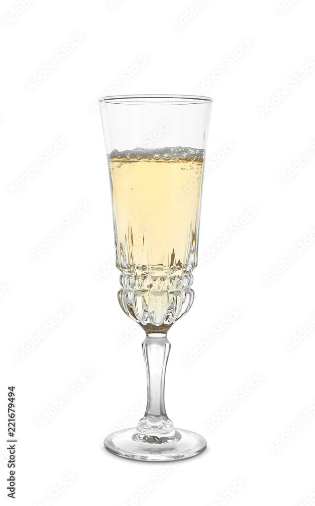 Glass of sparkling champagne isolated on white Glass of sparkling champagne isolated on white