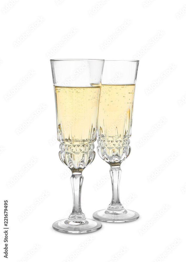 Glasses of sparkling champagne isolated on white Glasses of sparkling champagne isolated on white