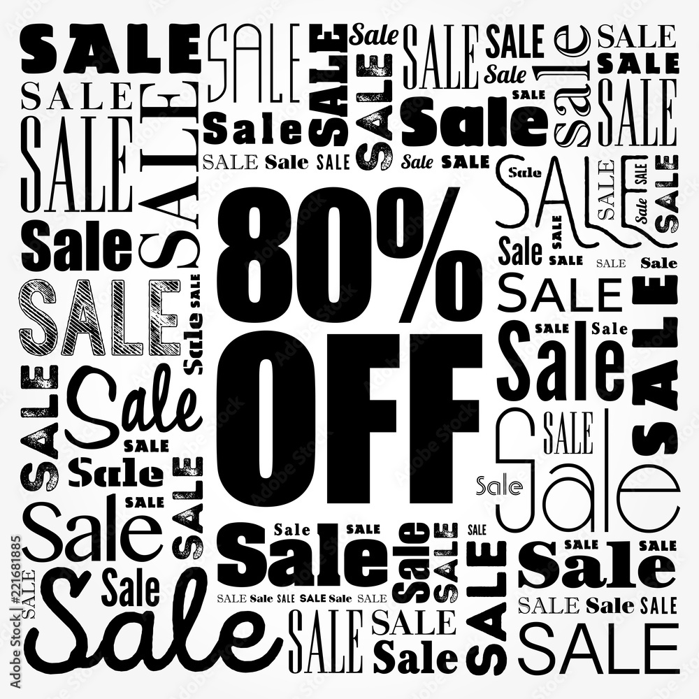 Obraz premium 80% OFF Sale word cloud collage, business concept background