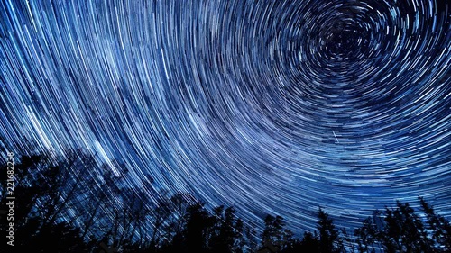 Night sky with star trails, 4k time-lapse video.  photo