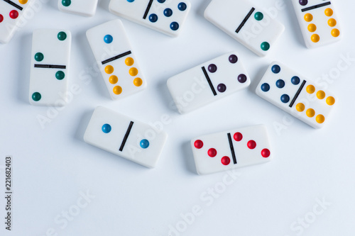 Domino tiles on white background