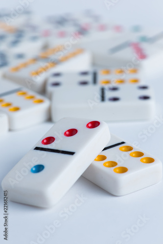 Domino tiles on white background