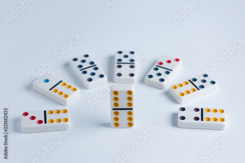 Domino tiles on white background