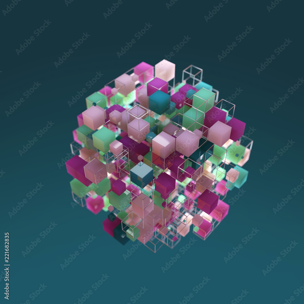 abstract color cube array