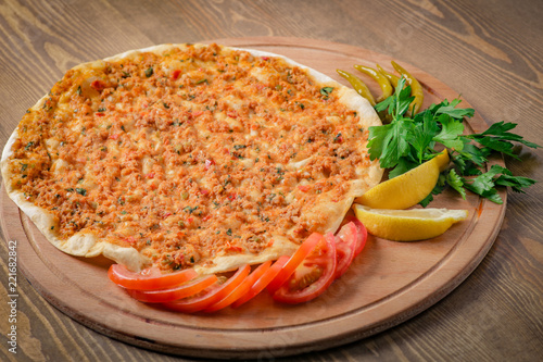 Traditional turkish lahmacun pide