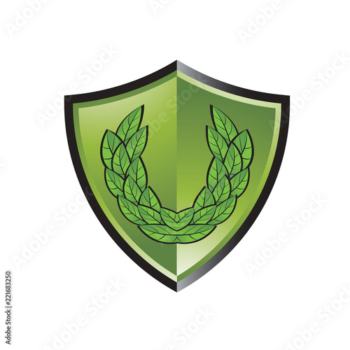 color laurel shield isolated on white background vector illustration