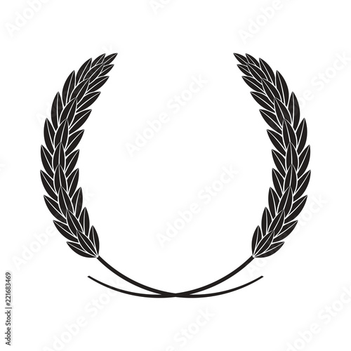 silhouette wreath of rice ears isolated on white background vector drawing