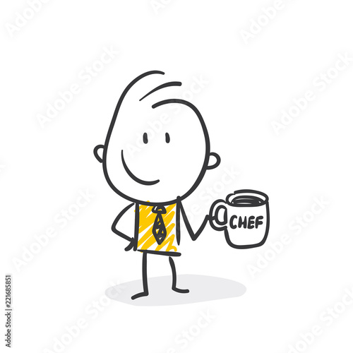 Strichfiguren / Strichmännchen: Chef, Tasse. (Nr. 292)	