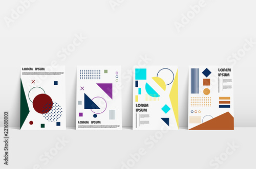 Beautiful bauhaus flyer, great design for any purposes. Brochure creative design. Line halftone cover design. Poster , flyer template, circle abstract background.