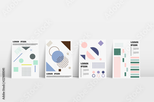 Bauhaus covers. Bauhaus green bauhaus covers or brochure template on halftone light background. 