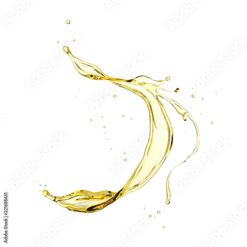Schilderij op canvas Olive or engine oil splash isolated on white background, 3d illustration with Clipping path