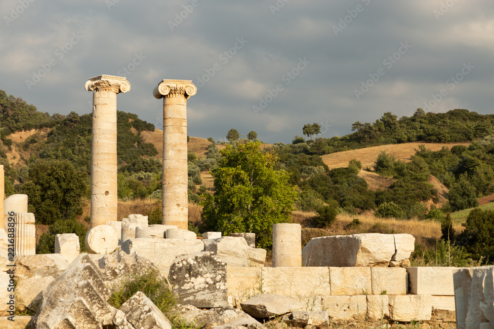 ruins of the Temple of Artemis in the 2nd century city of Sardis, capital of the Lydian empire