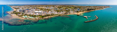Aerial drone view of Settlement Cove Lagoon, Redcliffe, Australia photo