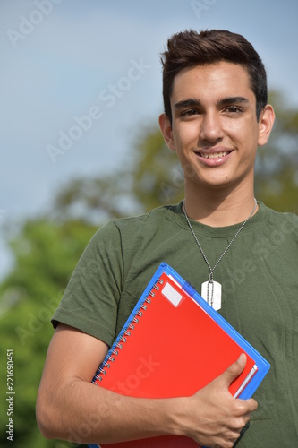 Happy Hispanic Male Teen Military Student