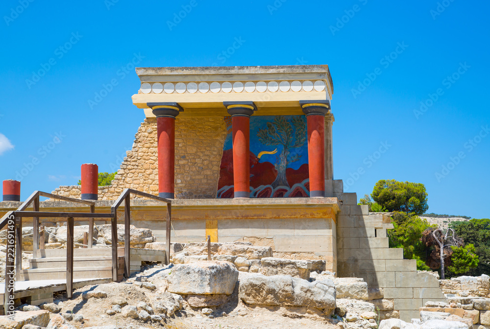 Greece, Crete, Heraklion. Knossos ruins, ceremonial and political ...