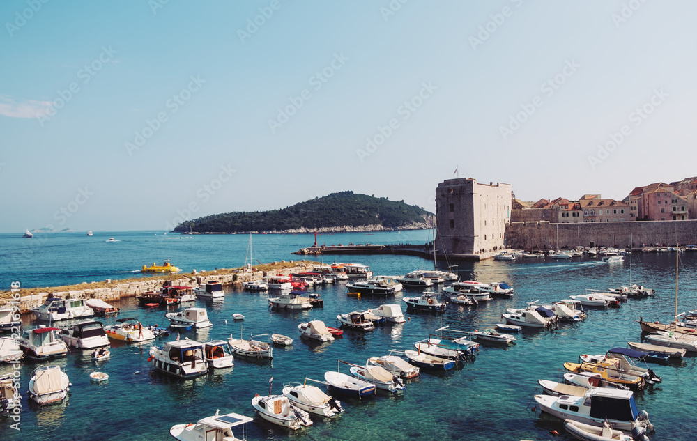 panoramic view of port of Dubrovnik